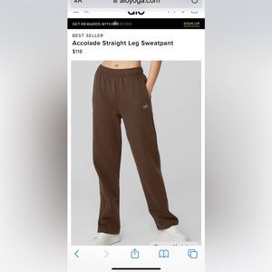 Alo brown straight leg size L sweatpants